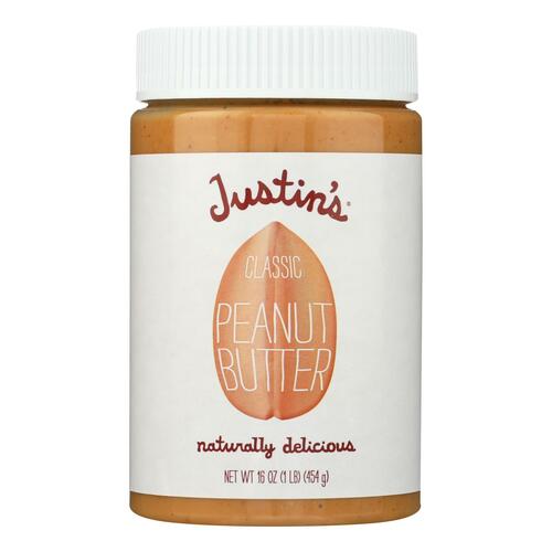 Justin's Classic Peanut Butter, Only Two Ingredients, No Stir, Gluten-free, Non-GMO, Responsibly Sourced, 1 Pound (Pack of 12) - 855188003004