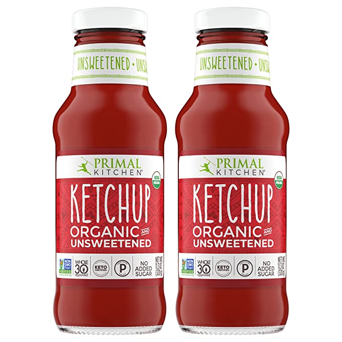 Primal Kitchen Organic Unsweetened Ketchup, Whole30 Approved, Paleo Certified, and Keto Certified, 11.3 Ounces, Pack of 2 - 651814972313