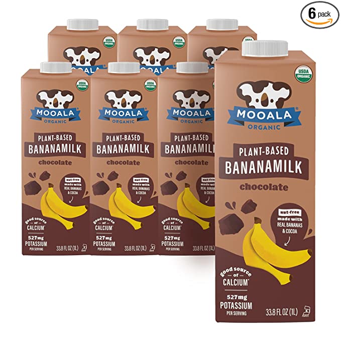  Mooala – Organic Chocolate Bananamilk, 1L (Pack of 6) – Shelf-Stable, Non-Dairy, Nut-Free, Gluten-Free, Plant-Based Beverage  - 855395007284