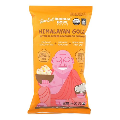 Lesser Evil Popcorn - Buddha Bowl Foods - Case Of 18 - .88 Oz. - 855469006915