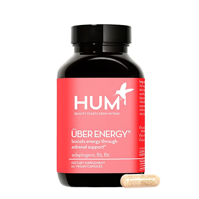 HUM Uber Energy - Adrenal & Energy Support Supplement with Ashwagandha Root & Vitamin B - Designed for Stress Relief, Adrenal Health, Memory and Focus (60 Vegetarian Capsules) - 855514005016