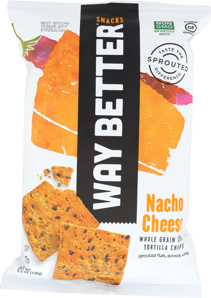 Way Better Snacks, Whole Grain Corn Tortilla Chips, Nacho Cheese - 855564003062
