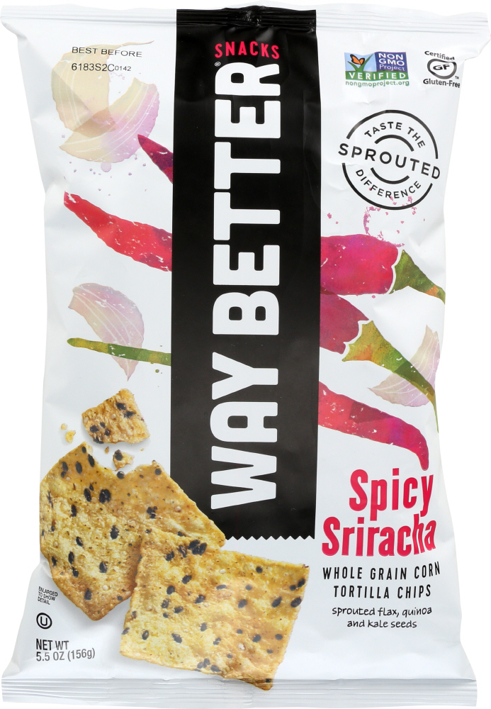 Way Better Snacks Tortilla Chips - Sriracha - Case Of 12 - 5.5 Oz. - 855564003215