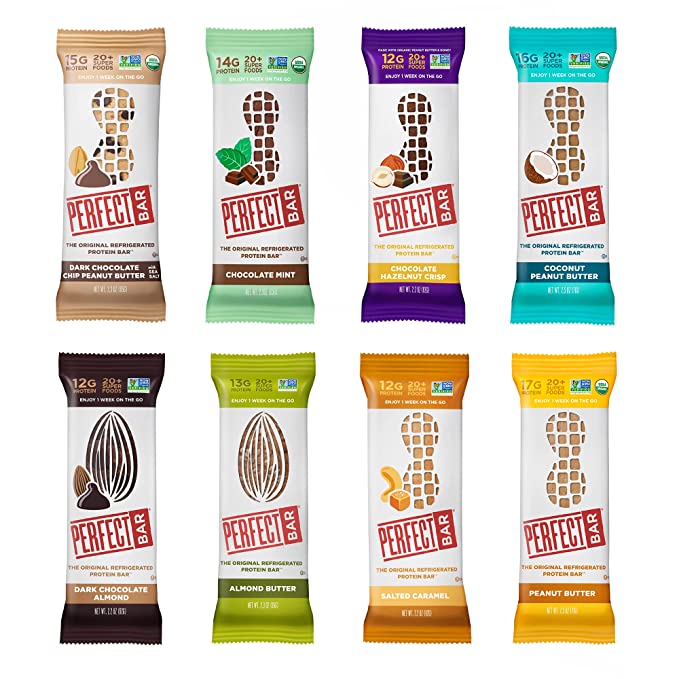Perfect Bar Original Refrigerated Protein Bar, Best Seller's Variety Pack, 8 Flavors, 2.2-2.5 Ounce Bars, 8 count - 855569220662