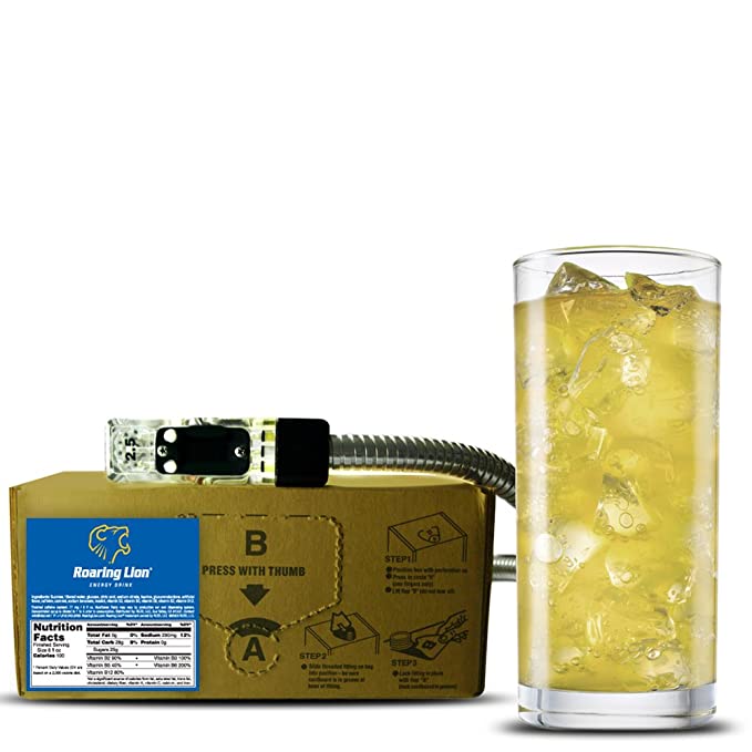 Roaring Lion energy drink (1 Gallon Bag-in-Box Syrup Concentrate) - Box Pours 6 Gallons of Energy Drink - Use with Bar Gun, Soda Fountain or SodaStream - 855577001017