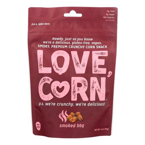 Love Corn Smoky Premium Crunchy Corn Snack - Case Of 12 - 4 Oz - 855596007076