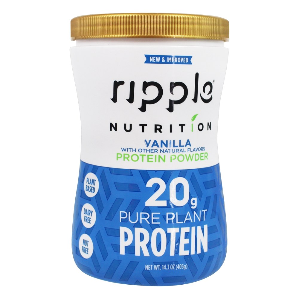 RIPPLE: Pure Plant Protein Powder Vanilla, 14.3 oz - 0855643006557
