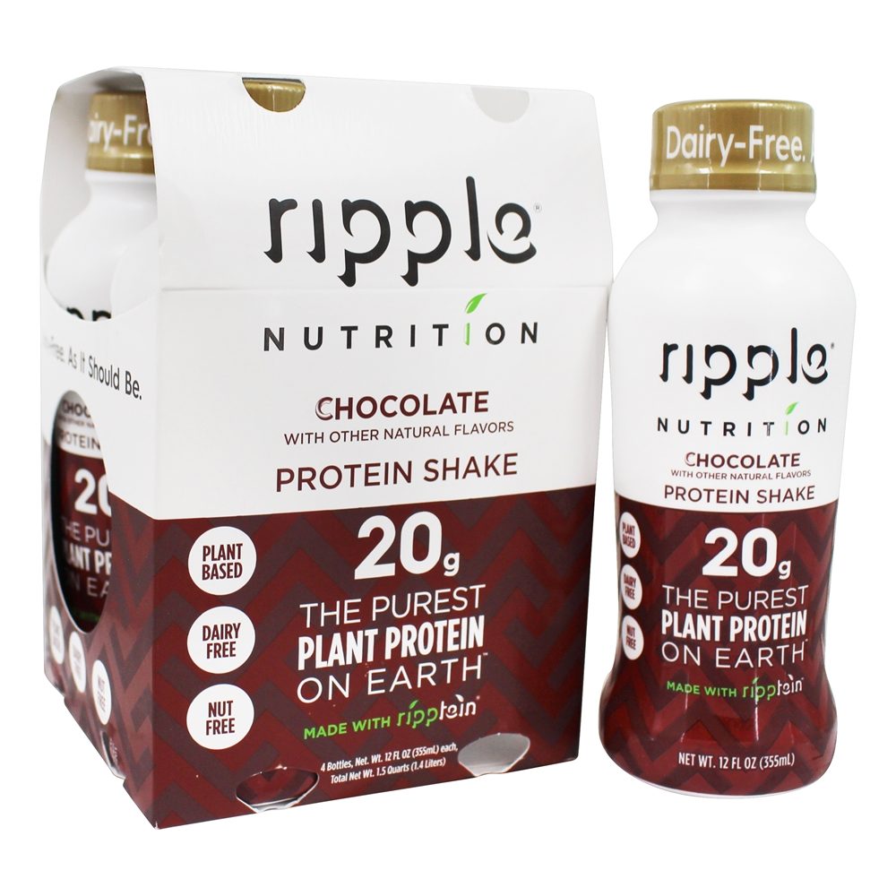 RIPPLE: Chocolate Protein Shake 4 Count, 48 oz - 0855643006618