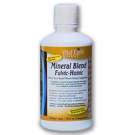 Mineral Blend Fulvic-Humic - 32 Fl. Oz. - 1 Month Supply - Vegan Liquid Ionic Trace Mineral Multimineral Supplement - Almost Tasteless - Plant Based - 855748000221