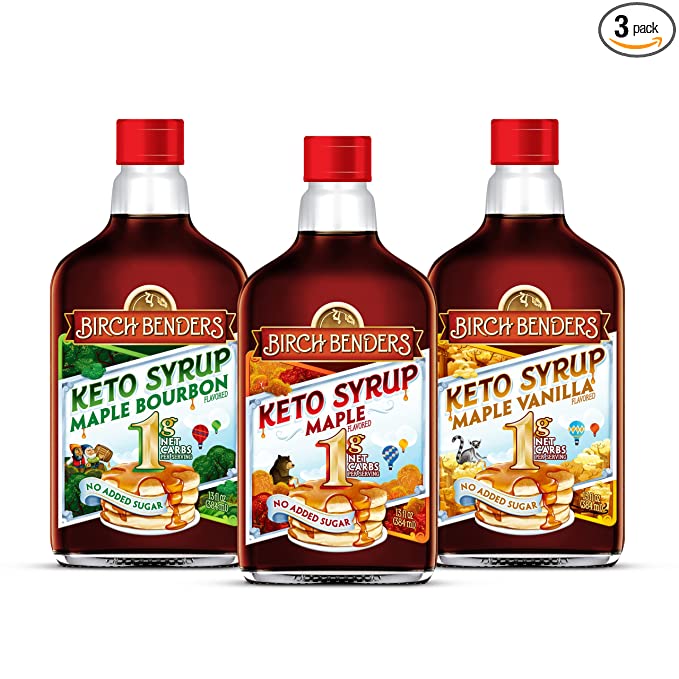  Keto Carb-Friendly Syrup Variety Pack by Birch Benders - Classic Maple, Maple Vanilla, Maple Bourbon, Keto, Paleo, No Added Sugar, Monk Fruit Sweetened Syrup (13 Fl oz - Pack of 3)  - 856017003004