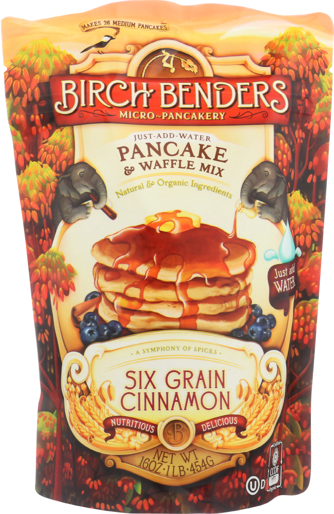 BIRCH BENDERS: Pancake Mix 6 Grain Cinnamon, 16 oz - 0856017003394