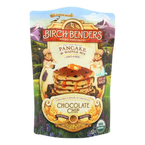 BIRCH BENDERS: Pancake & Waffle Mix Chocolate Chip, 16 oz - 0856017003400