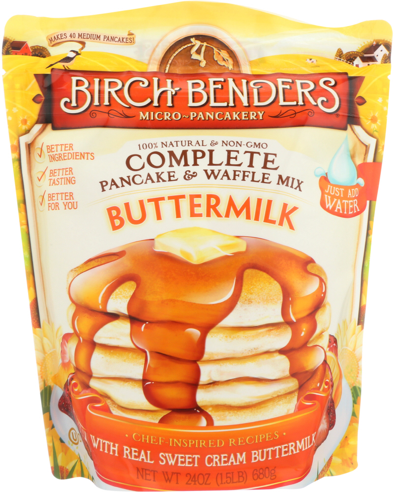 BIRCH BENDERS: Pancake Waffle Mix Buttermilk, 24 oz - 0856017003547