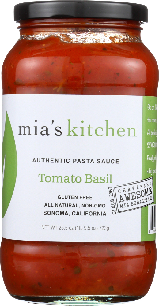 MIA’S KITCHEN: All Natural Authentic Pasta Sauce Tomato Basil, 25.5 oz - 0856044003015