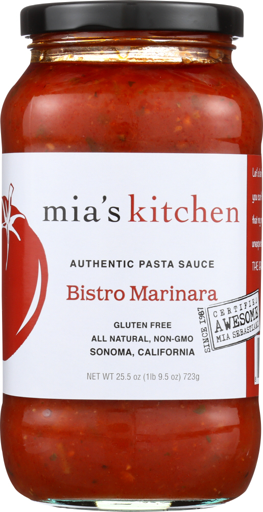 MIA’S KITCHEN: All Natural Authentic Pasta Sauce Bistro Marinara, 25.5 oz - 0856044003022