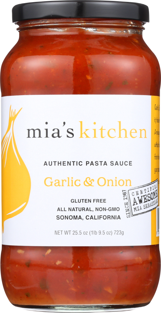 MIA’S KITCHEN: Authentic Pasta Sauce Garlic & Onion, 25.5 oz - 0856044003060