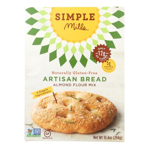 SIMPLE MILLS: Gluten Free Artisan Bread Almond Flour Mix, 9.5 oz - 0856069005032