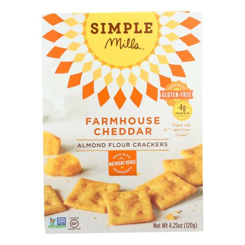 SIMPLE MILLS: Almond Flour Crackers Farmhouse Cheddar, 4.25 oz - 0856069005155