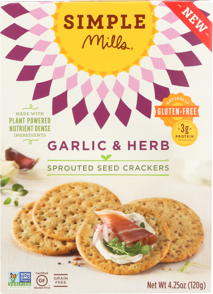 Sprouted Seed Crackers Garlic & Herb - creamed