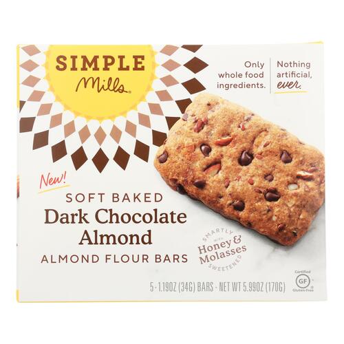 Simple Mills - Bar Sft Baked Dark Chocolate Almond - Case Of 6 - 5.99 Oz - dark