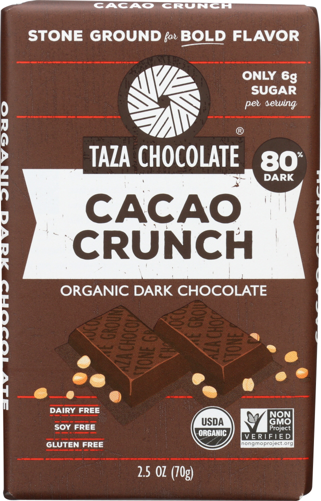 Taza Chocolate, Stone Ground Organic Chocolate, Cacao Nib Crunch - 856072004459