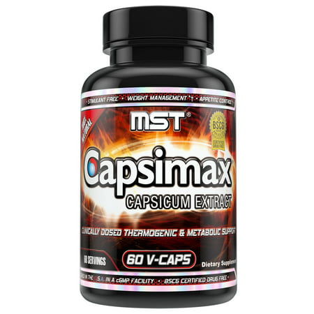 Capsimax Supplement 60 servings, 100mg V Capsules, by MST - Clinically Dosed Weight Management - 856290004378
