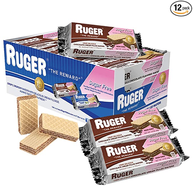  RUGER Sugar Free Chocolate Wafers 1.6 Ounce (Pack of 12)  - 856293003132