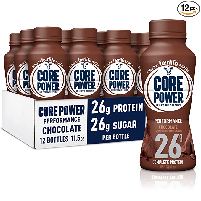  Core Power Protein Shakes (26g), Chocolate, No Artificial Sweeteners, Ready to Drink for Workout Recovery, 11.5 Fl Oz (Pack of 12) (Packaging may vary)  - 856312002405