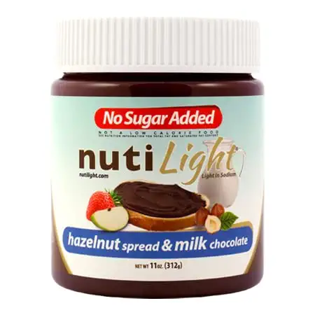  Nutilight Sugar Free Hazelnut Spread and Milk Chocolate, Keto and Diabetic Friendly, Vegan, Kosher, Non-GMO,100% Natural, Cholesterol-Free, Gluten-Free, and Soy-Free, 11 Ounces (Pack of 1)  - 856320003258