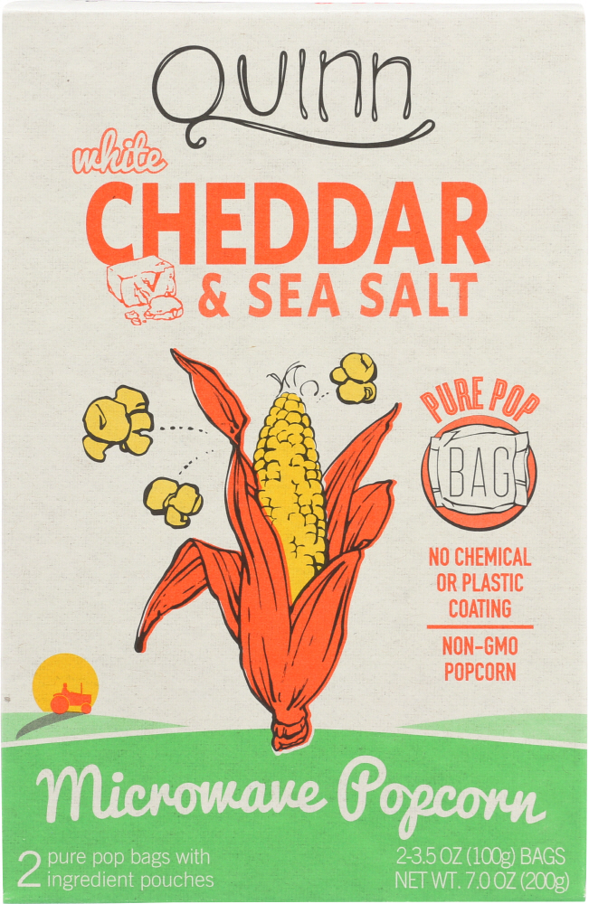QUINN: White Cheddar & Sea Salt Popcorn, 7 oz - 0856369004476