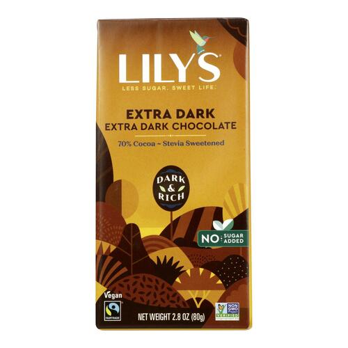 Lily's Sweets Chocolate Bar - Extra Dark Chocolate - 70% Cocoa - 2.8 Oz Bars - Case Of 12 - 856481003197