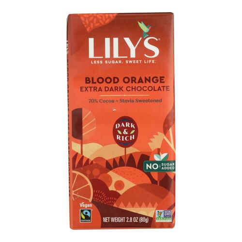 LILYS SWEETS: 70% Extra Dark Chocolate Blood Orange Bar, 2.8 oz - 0856481003586