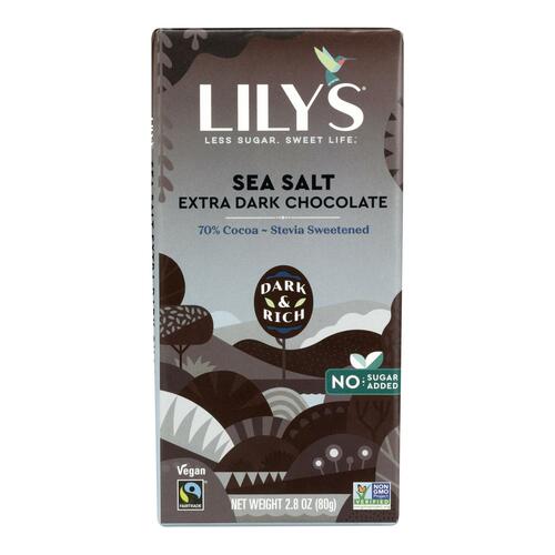 LILYS SWEETS: 70% Extra Dark Chocolate Sea Salt Bar, 2.8 oz - 0856481003593