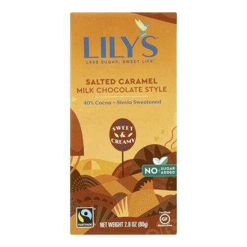 LILYS SWEETS: Carmelized and Salted Milk Bar Stevia, 2.8 oz - 0856481003807