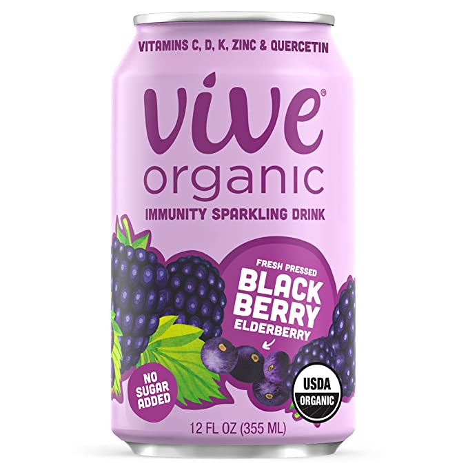  Vive Organic Blackberry Elderberry Sparkling Immunity Drink, 12 Fl Oz  - 856502006770