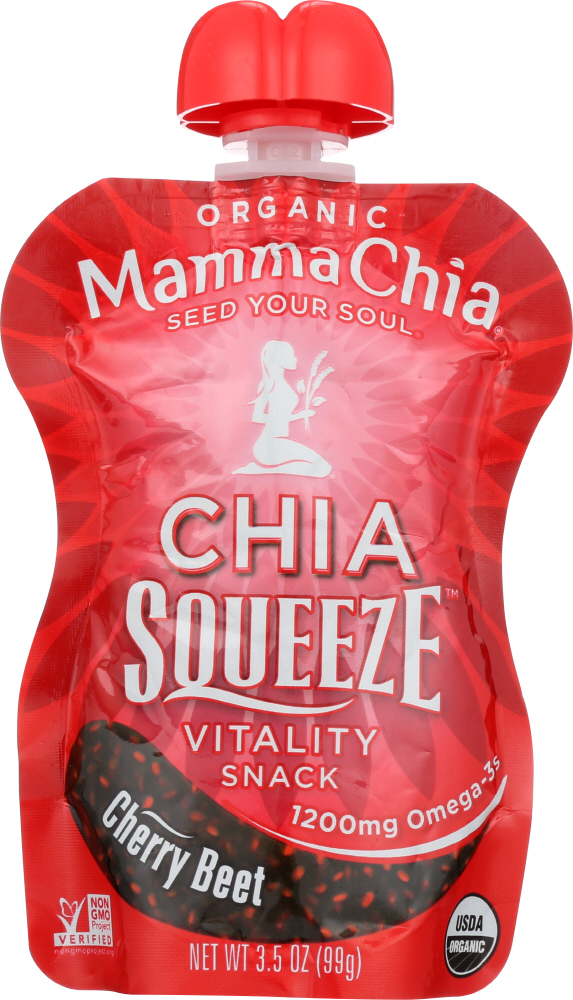 Mamma Chia, Chia Squeeze, Organic Chia Vitality Snack, Cherry Beet - 856516005004