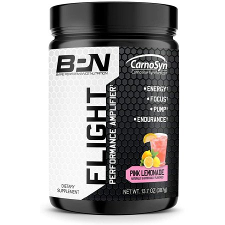 Bare Performance Nutrition, Flight Pre Workout, Energy, Focus & Endurance, Formulated with Caffeine Anhydrous, DiCaffeine Malate, N-Acetyl Tyrosine (30 Servings, Pink Lamonade) - 856622004465