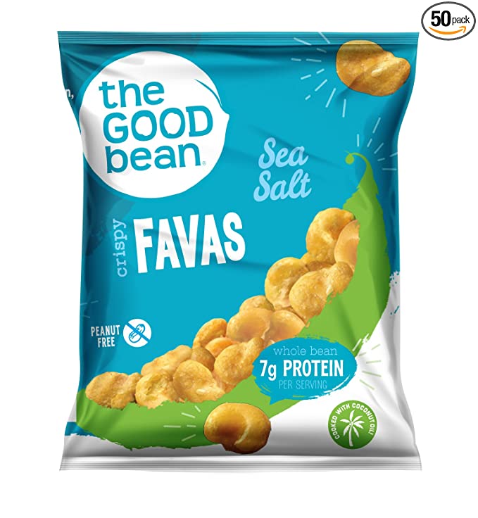  The Good Bean Crispy Favas - Sea Salt - (50 Pack) 1 oz Bag - Fava Beans - Vegan Snack with Good Source of Plant Protein and Fiber  - 856651002678