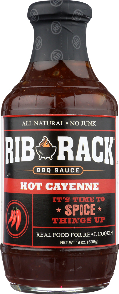 RIB RACK: Hot Cayenne BBQ Sauce, 19 oz - 0856663004028