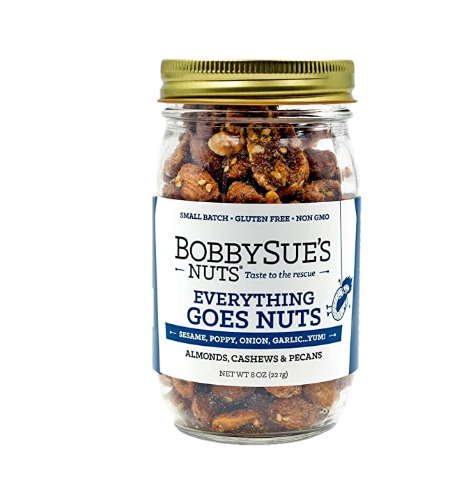  BobbySue's Nuts Everything Goes Nuts Style - Gourmet Nut Mix of Almonds, Cashews, Pecans (8 ounce)  - 856666002465