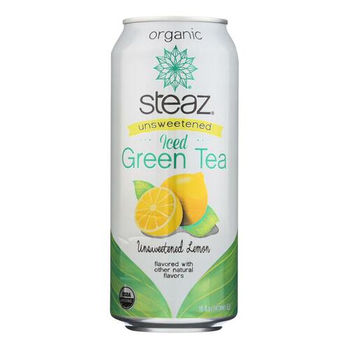 Steaz Unsweetened Green Tea - Lemon - Case Of 12 - 16 Fl Oz. - 856820160017