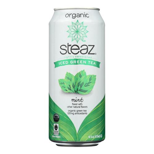 Steaz Lightly Sweetened Green Tea - Mint - Case Of 12 - 16 Fl Oz. - 856820160048