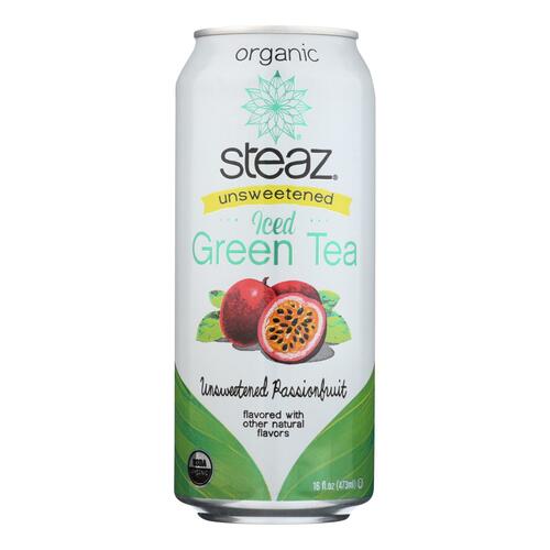 Steaz Unsweetened Green Tea - Passion Fruit - Case Of 12 - 16 Fl Oz. - 856820160185