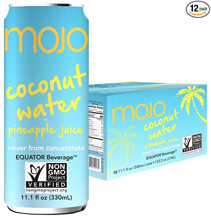  MOJO Coconut Water + Pineapple Juice (12 Pack) Hydrating | Electrolytes | Gluten Free | Potassium |  - 856949004360