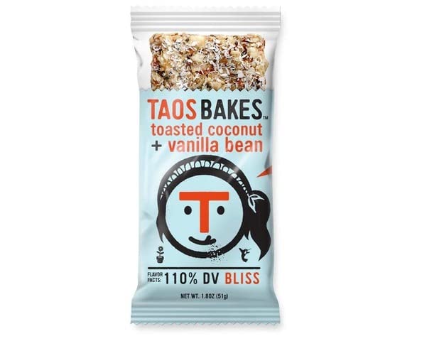  Taos Bakes Snack Bars - Toasted Coconut + Vanilla Bean - Gluten-Free, Non-GMO Granola Bars - Healthy & Delicious Baked Bars - (12 Pack, 1.8oz Bars)  - 856962007133