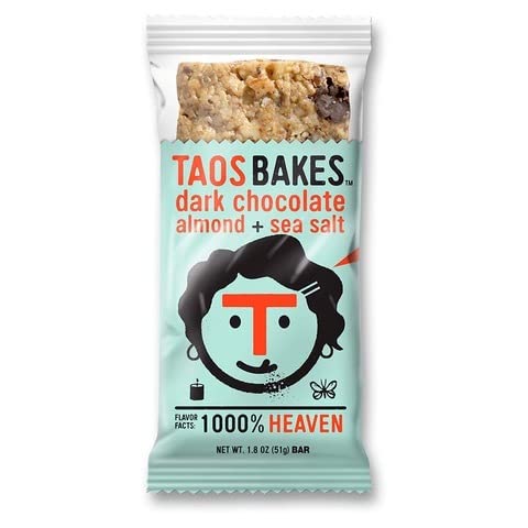  Taos Bakes Snack Bars - Dark Chocolate Almond + Sea Salt - Gluten Free, Non-GMO, Plant Based, Vegan Granola Bars - Healthy & Delicious Baked Bars - (12 Pack, 1.8oz Bars)  - 856962007294