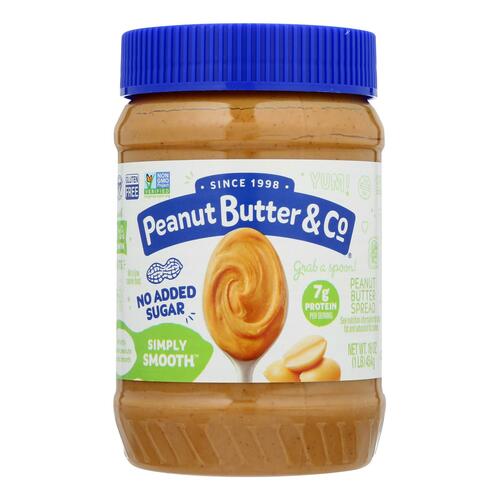 Peanut Butter & Co - Peanut Butter No Sugar Smooth - Case Of 6 - 16 Oz - 856996006065
