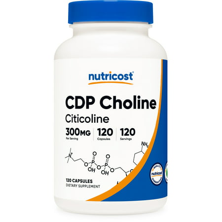Nutricost CDP Choline (Citicoline) 300mg 120 Vegetarian Capsules - Non-GMO Gluten Free - 857077008763