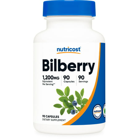 Nutricost Bilberry Capsules 1200mg Equivalent (90 Vegetarian Capsules) - Gluten Free and Non-GMO - 857077008817