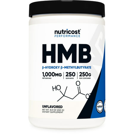 Nutricost HMB Powder (Beta-Hydroxy Beta-Methylbutyric) 250 Grams - Gluten Free & Non-GMO - 857077008916